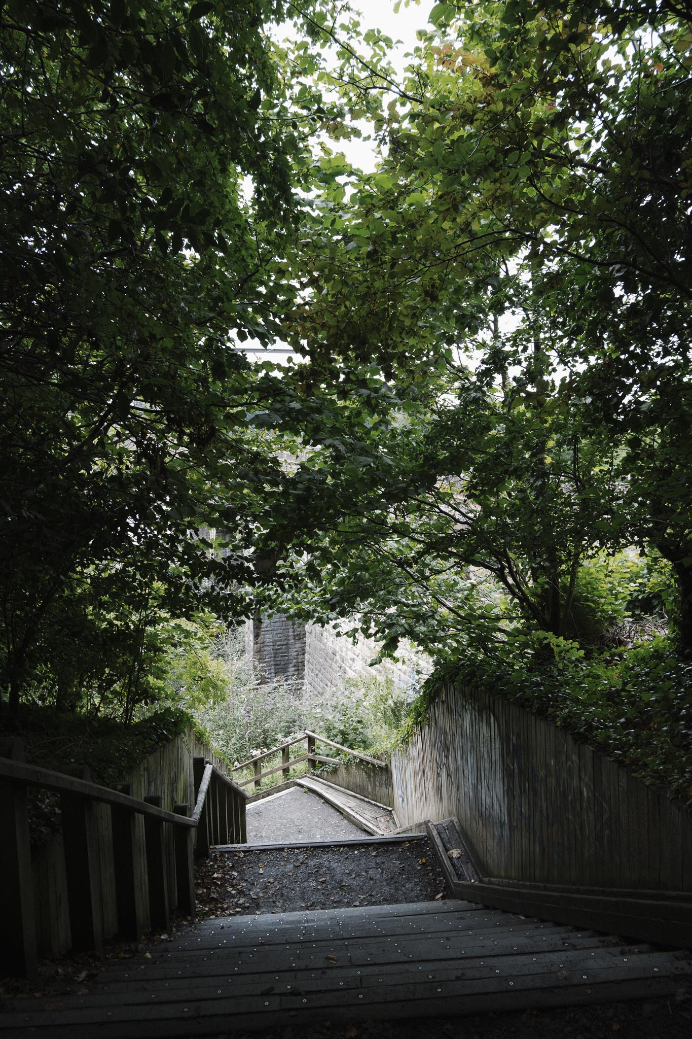 Climbing the stairs from Water of Leith to the Union Canal